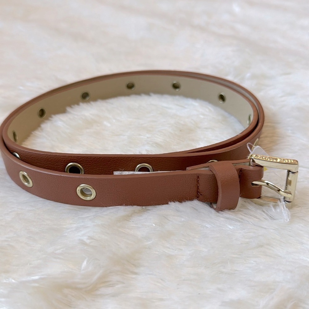 New Steve Madden women’s brown belt with gold grommets 42” length